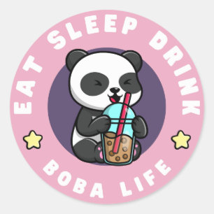 Kawaii Panda Boba Tea Bubble Tea Addict Runt Klistermärke