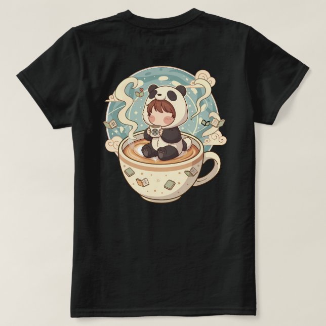Kawaii Panda Brew Damtröja i Bomull T Shirt (Design baksida)