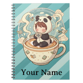 Kawaii Panda Coffee Studie Spiral Anteckningsbok