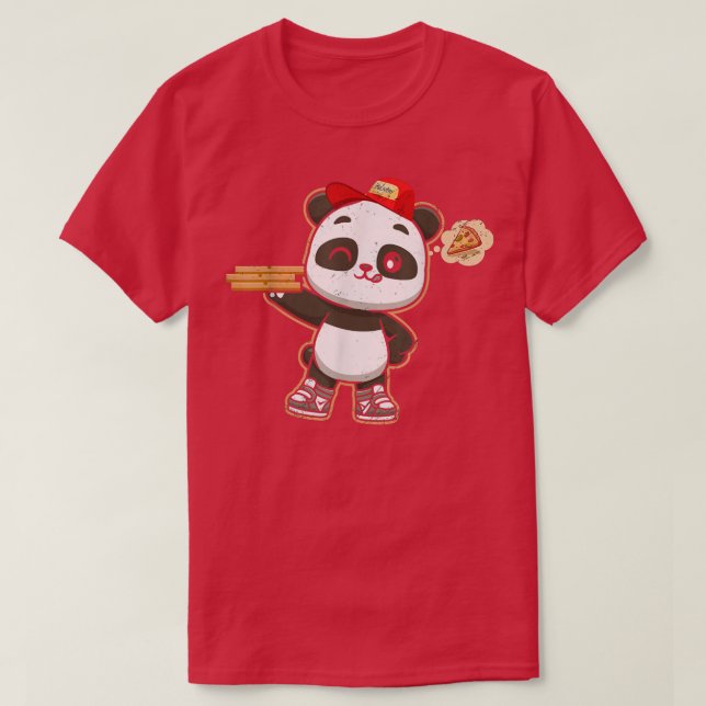 Kawaii Panda Cute Animal Pizza Delivery Funny Pizz T Shirt (Design framsida)