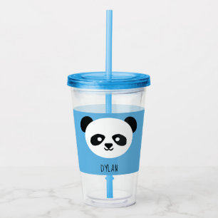 Kawaii Panda Cute Kids Blue Personlig Take Away Mugg