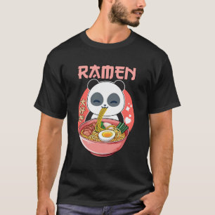 Kawaii Panda Eating Ramen Noodles Cute Anime och R T Shirt