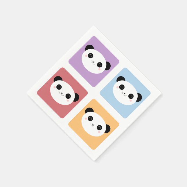 Kawaii Panda Flerfärgad pap Squares Mönster Pappersservett (Hörn)