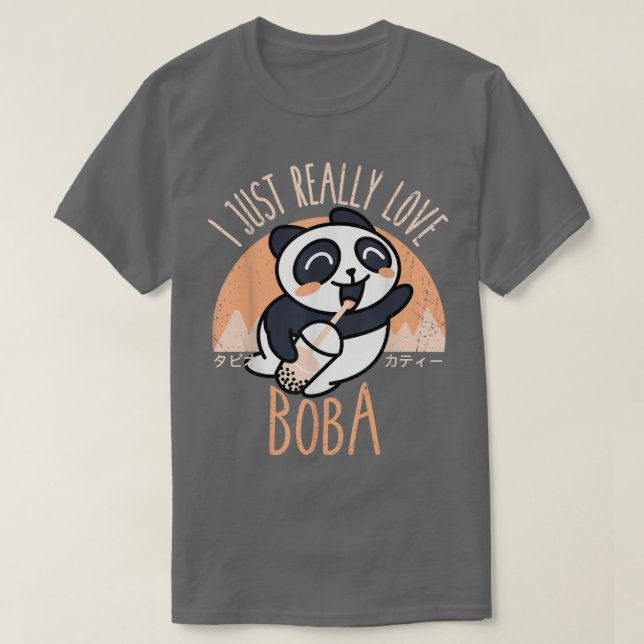Kawaii Panda I Just Verkligen Kärlek Boba Japansk  T Shirt (Design framsida)