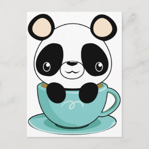 Kawaii Panda i Tekopp Vykort