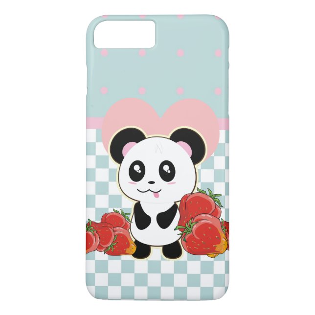 Kawaii Panda jordgubbar söta Case-Mate iPhone Skal (Baksida)