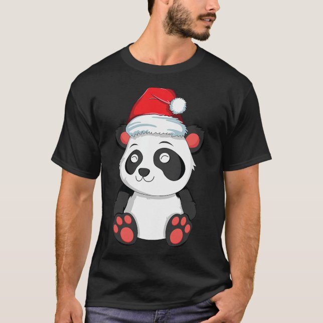 Kawaii Panda jultomten Hat Julafton Bear Girls W T Shirt (Framsida)