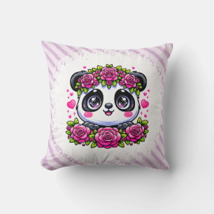 Kawaii Panda med Hearts och Ro Kudde