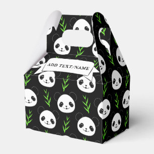 Kawaii Panda Mönster Bamboo in Black White Grönt Presentaskar