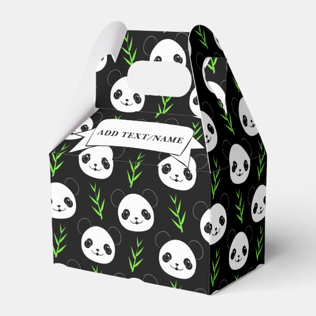 Kawaii Panda Mönster Bamboo in Black White Grönt Presentaskar (Baksidan Sidan)