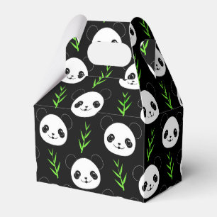 Kawaii Panda Mönster Bamboo in Black White Grönt Presentaskar