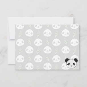 Kawaii Panda Mönster Bambu I Svart Vitt Grönt Anteckningskort