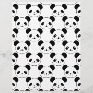Kawaii Panda Mönster i Black and White