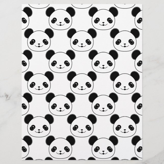 Kawaii Panda Mönster i Black and White (Framsida)