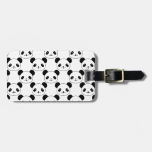 Kawaii Panda Mönster i Black and White Bagagebricka