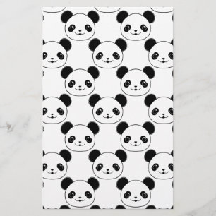 Kawaii Panda Mönster i Black and White Brevpapper