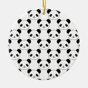 Kawaii Panda Mönster i Black and White Julgransprydnad Keramik