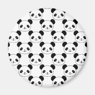 Kawaii Panda Mönster i Black and White Magnet