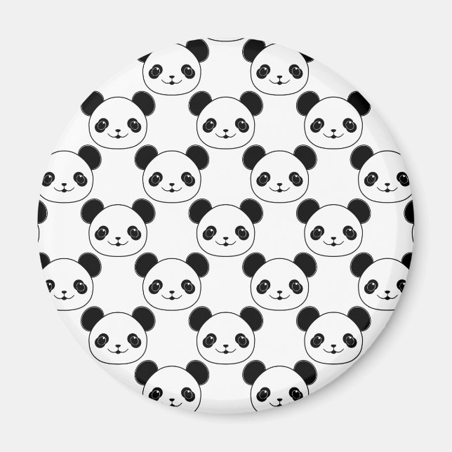 Kawaii Panda Mönster i Black and White Magnet (Framsidan)