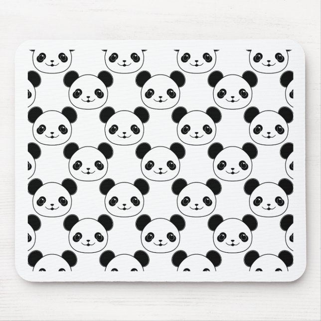 Kawaii Panda Mönster i Black and White Musmatta (Framsidan)