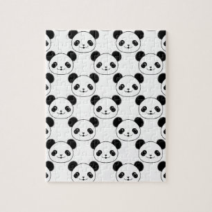 Kawaii Panda Mönster i Black and White Pussel