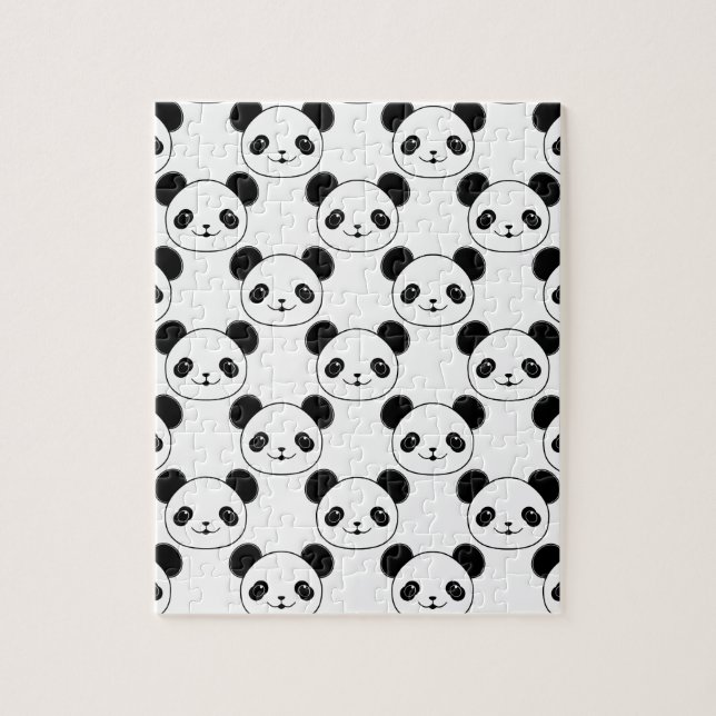 Kawaii Panda Mönster i Black and White Pussel (Vertikal)