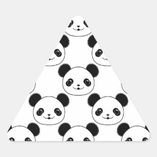 Kawaii Panda Mönster i Black and White Triangelformat Klistermärke