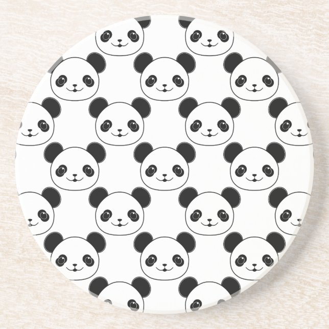 Kawaii Panda Mönster i Black and White Underlägg (Framsidan)