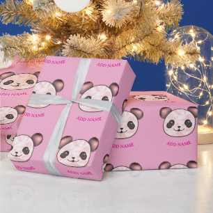Kawaii Panda Mönster i Rosa Presentpapper