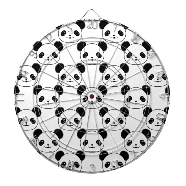 Kawaii Panda Mönster i Svart och Vitt Darttavla (Framsidan)