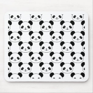 Kawaii Panda Mönster i svartvitt Musmatta