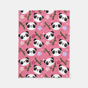 Kawaii Panda på rosor Fleecefilt