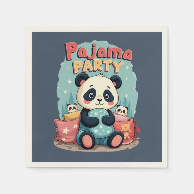 Kawaii Panda Pajama Party Mysigt Sleepover Aesthet Pappersservett (Framsidan)