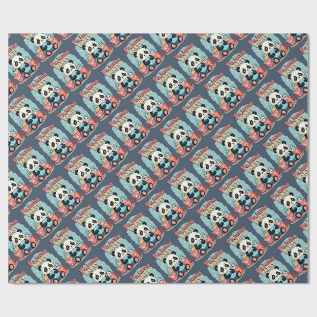 Kawaii Panda Pajama Party Mysigt Sleepover Aesthet Presentpapper (Platt)