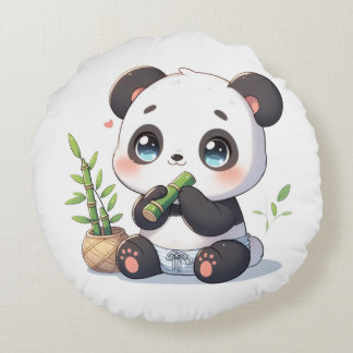 Kawaii Panda Pillow Rund Kudde
