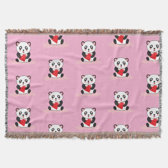 Kawaii Panda Plush Blanket för barn Filt (Framsidan)