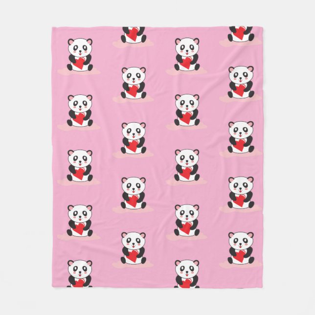 Kawaii Panda Plush Blanket för barn Fleecefilt (Framsidan)