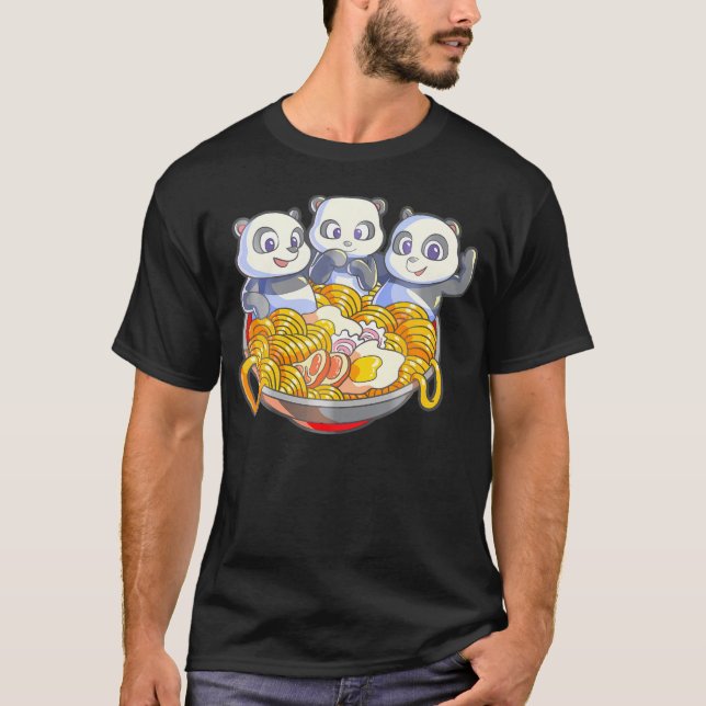 Kawaii Panda Ramen Japansk Noodle Anime Panda T Shirt (Framsida)
