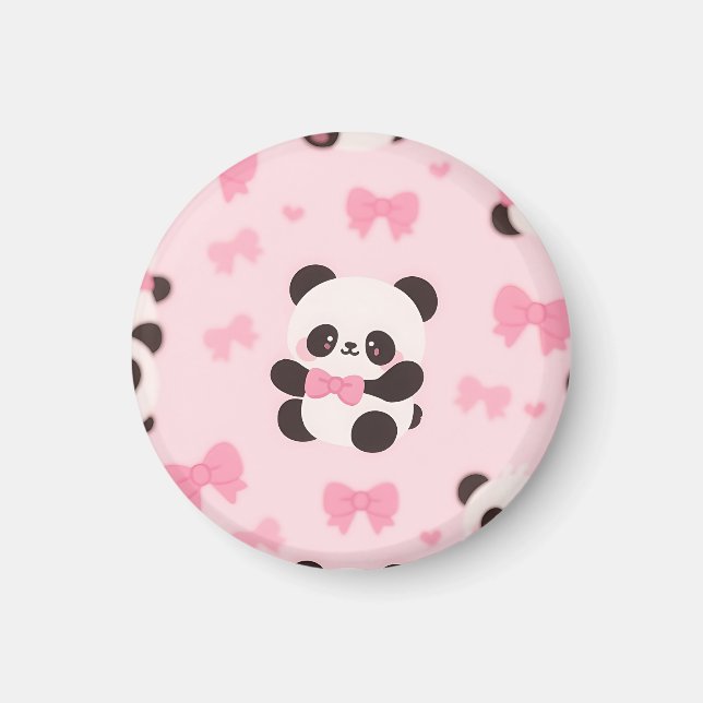 Kawaii Panda Rosa Bågmönster Magnet (Framsidan)