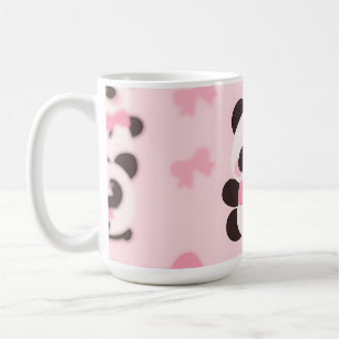 Kawaii Panda Rosa Rosett Mönster Kaffemugg