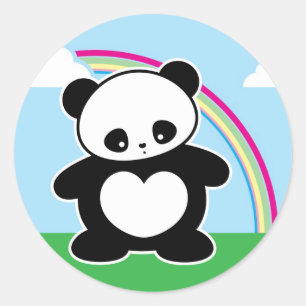Kawaii panda runt klistermärke