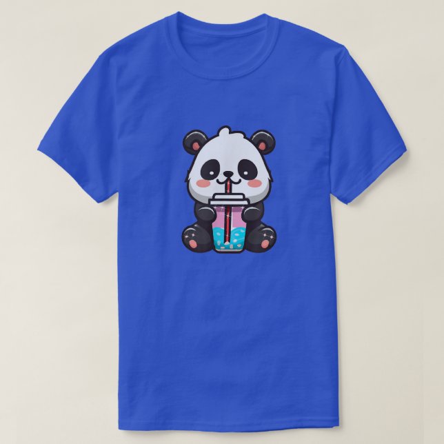Kawaii Panda Sipping Bubble Tea - Kawaii Boba Tea T Shirt (Design framsida)