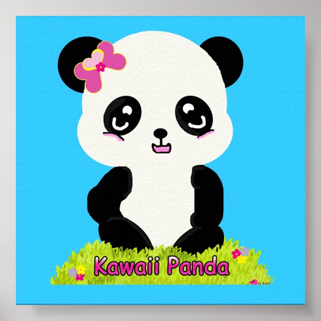 Kawaii Panda Skriv ut Poster (Framsidan)