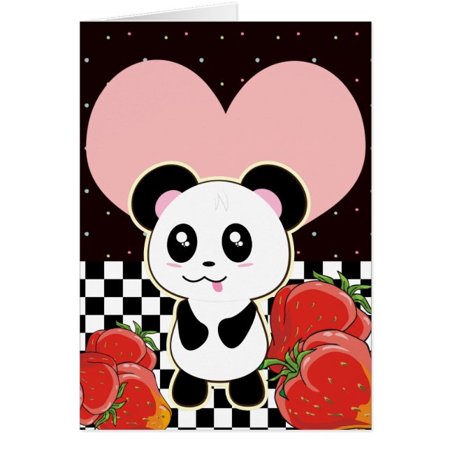 Kawaii Panda söt Hälsningskort (Framsidan)