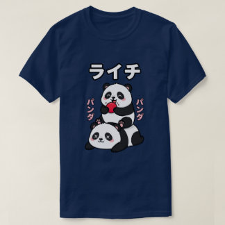 Kawaii Panda Stack Lychee Fruit Japanese Cartoon T Shirt