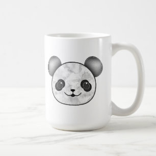 Kawaii Panda Teckning i Black and White Kaffemugg