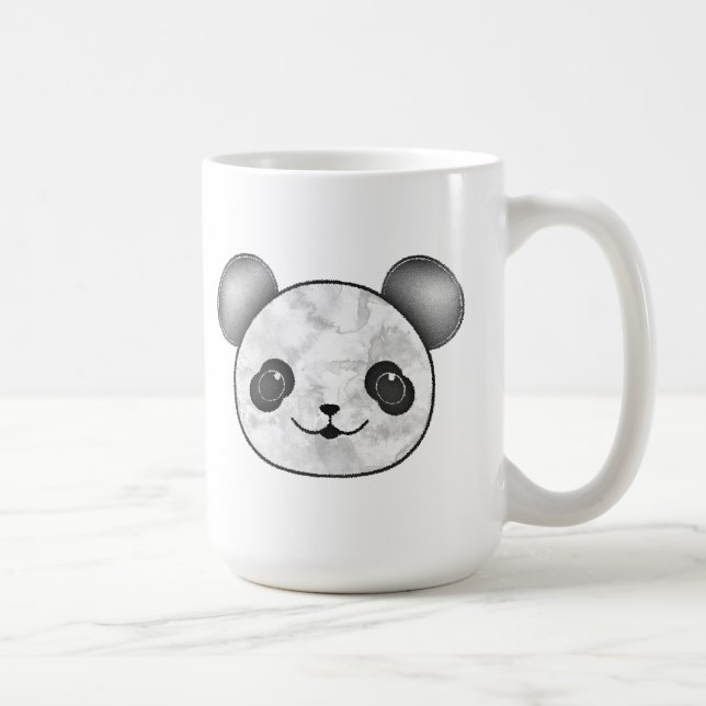 Kawaii Panda Teckning i Black and White Kaffemugg (Höger)