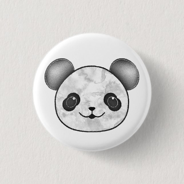 Kawaii Panda Teckning i Black and White Knapp (Framsida)