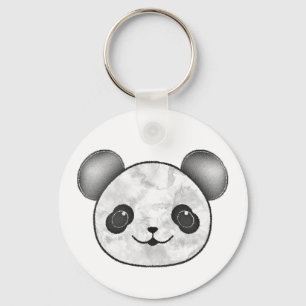 Kawaii Panda Teckning i Black and White Nyckelring