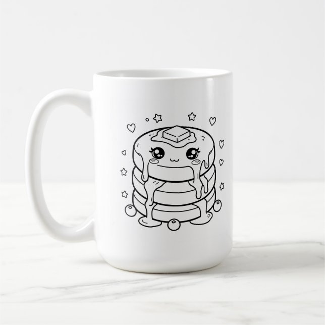 Kawaii pannkaksstack färgläggning kaffemugg (Vänster)